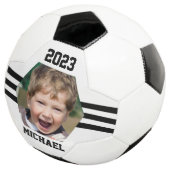 Personalisiertes Foto Schwarze Streifen Fußball (Dreiviertel)