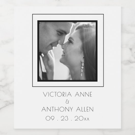 Personalisiertes Foto Schwarzer Wein Weinetikett (Einzelnes Label)