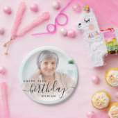 Personalisiertes Foto Schwarzes Drehbuch 70. Gebur Pappteller (Party)