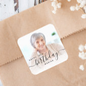 Personalisiertes Foto Schwarzes Drehbuch 70. Gebur Quadratischer Aufkleber