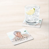 Personalisiertes Foto Schwarzes Drehbuch 70. Gebur Rechteckiger Pappuntersetzer (Vor Ort)