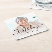 Personalisiertes Foto Schwarzes Drehbuch 70. Gebur Rechteckiger Pappuntersetzer (angewinkelt)