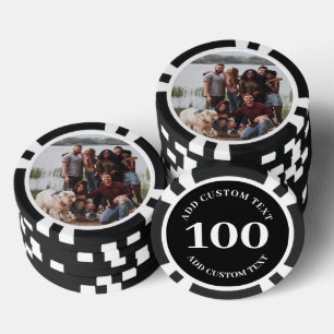 Personalisiertes Foto Schwarzes nummeriertes 100-W Pokerchips