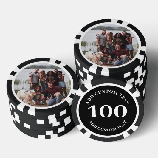 Personalisiertes Foto Schwarzes nummeriertes 100-W Pokerchips (Stapel)