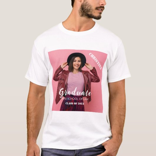 Personalisiertes Foto Script Graduate T-Shirt (Vorderseite)