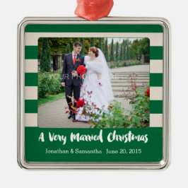 Personalisiertes Foto Sehr Verheiratet Weihnachten Silbernes Ornament