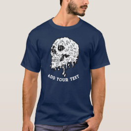 Personalisiertes Foto Skeleton Head Navy Blue T-Shirt