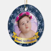 Personalisiertes Foto Snowflake Navy Blue Keramik Ornament (Links)