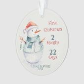 Personalisiertes Foto Snowman Baby's First Christm Ornament (Vorderseite)
