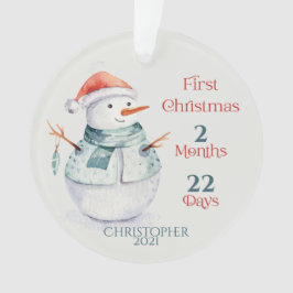 Personalisiertes Foto Snowman Baby's First Christm Ornament