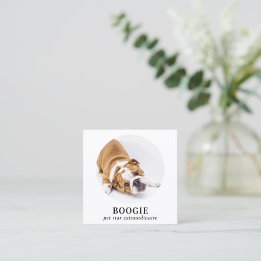 Personalisiertes Foto Social Media Hund Pet Influe Quadratische Visitenkarte (Stehend Vorderseite)