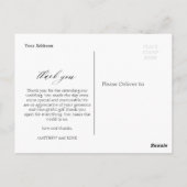 personalisiertes Foto stilvolle Hochzeit danke Postkarte (Rückseite)