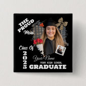 Personalisiertes Foto, stolze Mama eines Absolvent Button (Vorderseite)