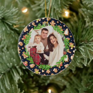 Personalisiertes Foto Süßer Lebkuchen-Weihnachten  Keramik Ornament
