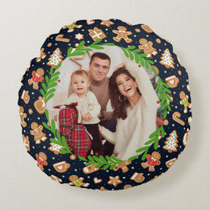 Personalisiertes Foto Süßer Lebkuchen-Weihnachten Rundes Kissen