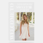 Personalisiertes Foto Sweet 16 Willkommen Acrylschild (Vorderseite)