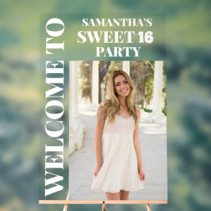 Personalisiertes Foto Sweet 16 Willkommen Acrylschild