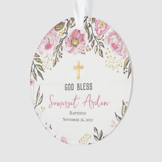 Personalisiertes Foto Taufe Weihnachtsschmuck Ornament (Vorderseite)