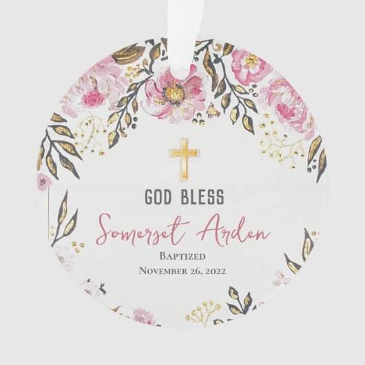 Personalisiertes Foto Taufe Weihnachtsschmuck Ornament (Vorderseite)