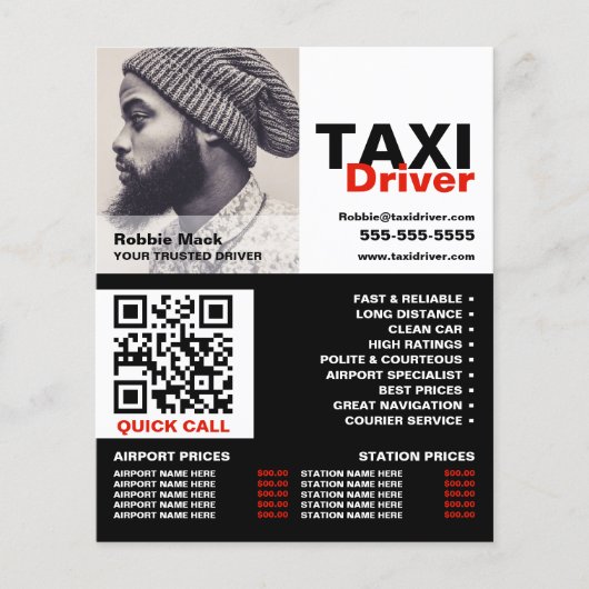 Personalisiertes Foto, Taxifahrer - Preisliste Flyer (Vorne)