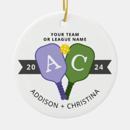 Personalisiertes Foto Team Spieler Pickleball Orna Keramik Ornament