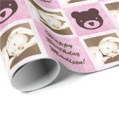 Personalisiertes Foto Teddy Bear Geschenkpapier (Rolleneckpunkt)