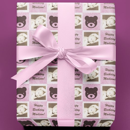 Personalisiertes Foto Teddy Bear Geschenkpapier
