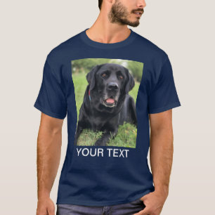 Personalisiertes Foto Text Pet Hund Navy Blue T-Shirt