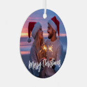 Personalisiertes Foto & Text Weihnachten 2025 kund Ornament Aus Metall (Vorderseite Rechts)