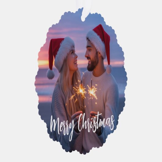 Personalisiertes Foto & Text Weihnachten 2025 kund Ornament Karte (Rechts)