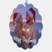 Personalisiertes Foto & Text Weihnachten 2025 kund Ornament Karte (Links)