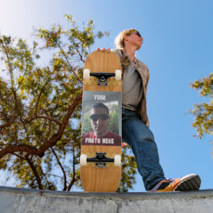 Personalisiertes Foto-/Textholzmuster Skateboard
