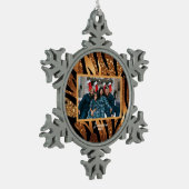 Personalisiertes Foto, Tiger Streifen Schneeflocken Zinn-Ornament (Links)
