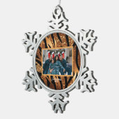 Personalisiertes Foto, Tiger Streifen Schneeflocken Zinn-Ornament (Rechts)