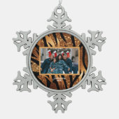 Personalisiertes Foto, Tiger Streifen Schneeflocken Zinn-Ornament (Vorderseite)