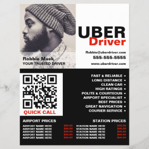 Personalisiertes Foto, Uber-Fahrer - Preisliste Flyer