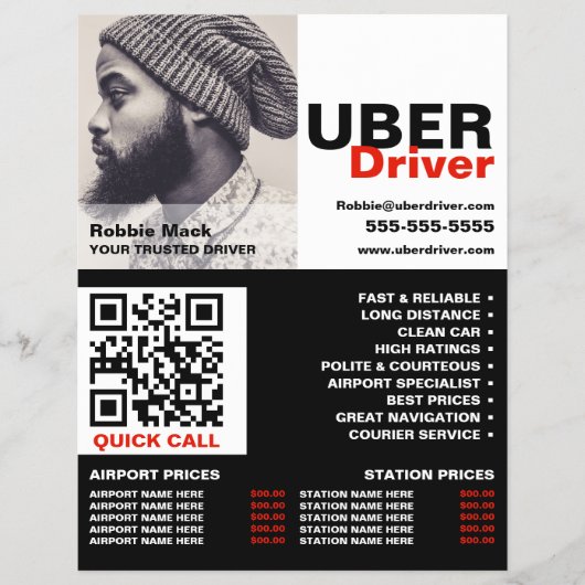 Personalisiertes Foto, Uber-Treiber - Preisliste Flyer (Vorne)