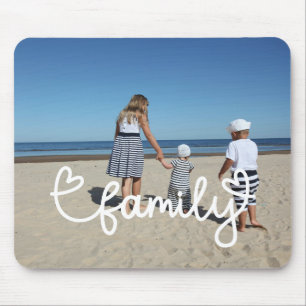 Personalisiertes Foto und Familientext mit Herz Mousepad