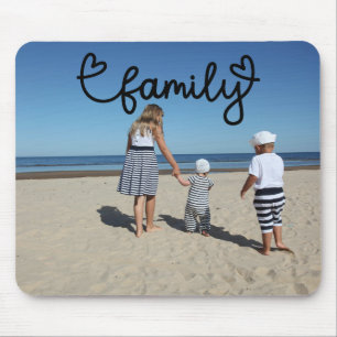 Personalisiertes Foto und Familientext mit Herz Mousepad