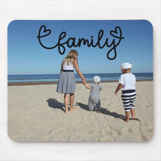Personalisiertes Foto und Familientext mit Herz Mousepad (Vorne)