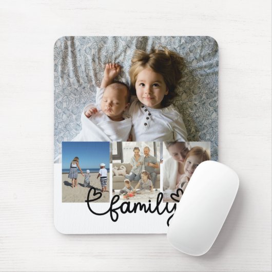 Personalisiertes Foto und Familientext mit Herz Mousepad (Mit Mouse)
