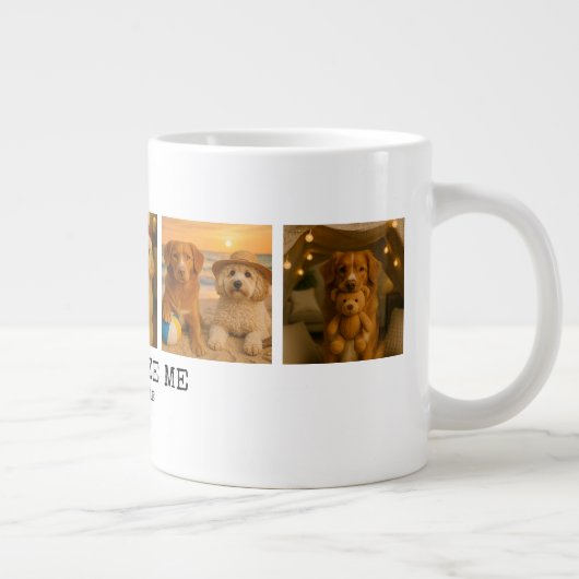 Personalisiertes Foto und Liebe Herz Bester Hund Jumbo-Tasse (Rechts)