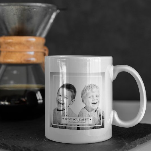 Personalisiertes Foto und Meldung Kaffeetasse
