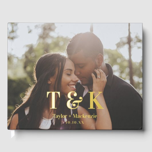 Personalisiertes Foto und Monogramm Hochzeit Gästebuch (Vorderseite)