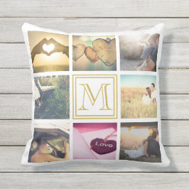 Personalisiertes Foto und Monogramm Kissen Für Draußen