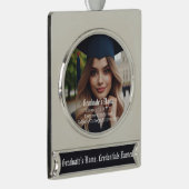 Personalisiertes Foto und Name, Abschluss-Klasse Banner-Ornament Silber (Rechts)