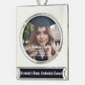 Personalisiertes Foto und Name, Abschluss-Klasse Banner-Ornament Silber (Links)