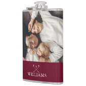 Personalisiertes Foto und Name Burgund Red Flachmann (Links)