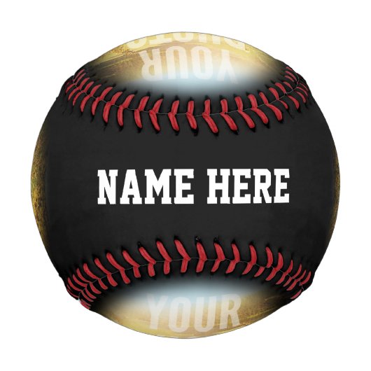 PERSONALISIERTES Foto und Name des schwarzen Kreis Baseball (Rückseite)