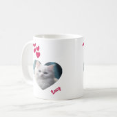 Personalisiertes Foto und Name des Tieres mit Herz Kaffeetasse (Vorderseite Links)